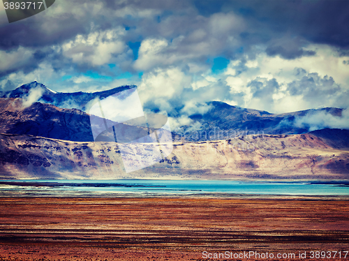 Image of Salt lake Tso Kar in Himalayas. Ladakh, India