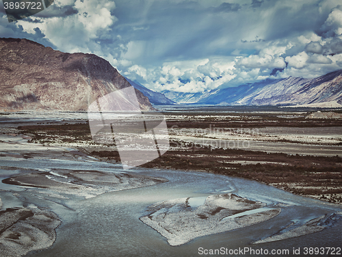 Image of Nubra valley and river in Himalayas, Ladakh