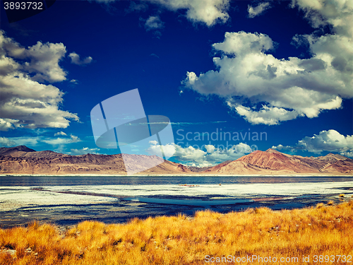 Image of Salt lake Tso Kar in Himalayas. Ladakh, India