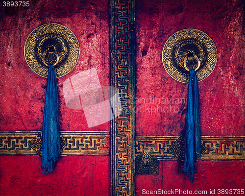 Image of Door of Spituk monastery. Ladakh, India