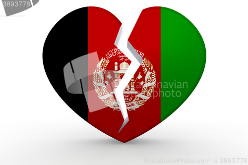 Image of Broken white heart shape with Afghanistan flag