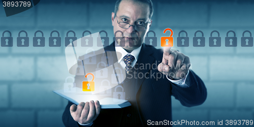 Image of Businessman Initiating Authenticated Data Access