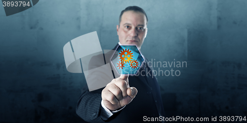 Image of Entrepreneur Pressing Push Button With Cog Wheels
