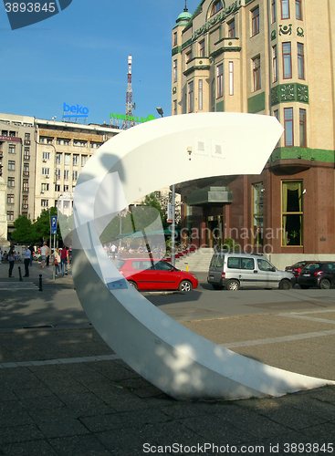 Image of editorial  Modern design digital clock in Terazije square Belgra