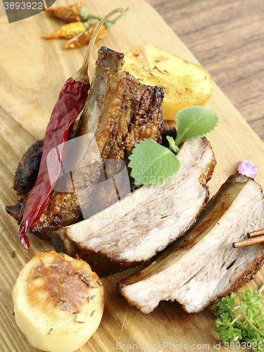 Image of Pork ribs  with vegetables