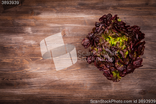 Image of Assorted lettuce on wooden table