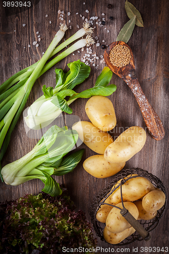 Image of Raw vegetables with spices