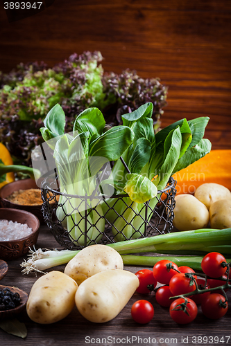 Image of Raw vegetables with spices