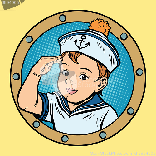 Image of Child sailor ship kids game retro vector