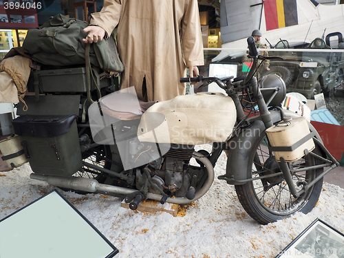 Image of antique miitary motorcycle World War II in Royal Museum of the A