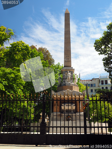 Image of obelisk heroes  dos mayo sculpture Madrid Spain Europe 