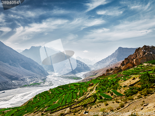 Image of Spiti valley and river in Himalayas