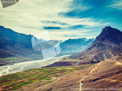 Image of Spiti valley and river in Himalayas