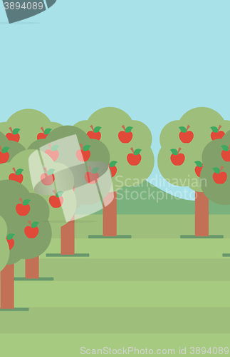 Image of Background of  trees with red apples.