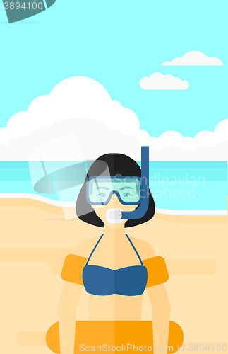 Image of Woman with swimming equipment.