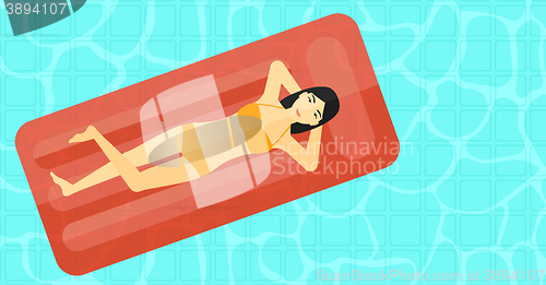 Image of Woman relaxing in swimming pool.