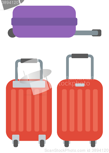 Image of Modern large suitcases on wheels.