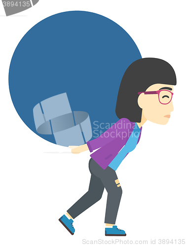 Image of Woman carrying big ball.