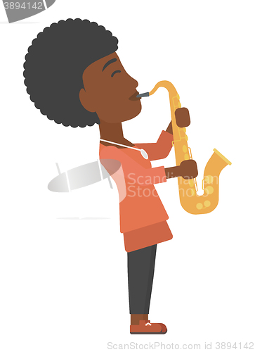 Image of Woman playing saxophone.