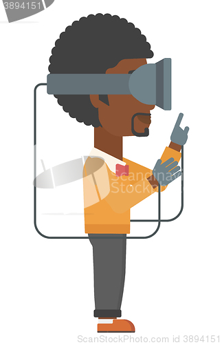 Image of Man wearing virtual reality headset.