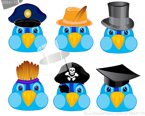 Image of Cartoons of the bird in headdresses