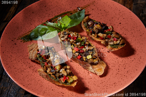 Image of Italian bruschetta with grilled vegetables 