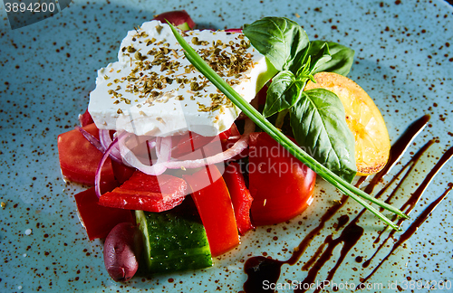 Image of Fresh Greek salad in a bowl,