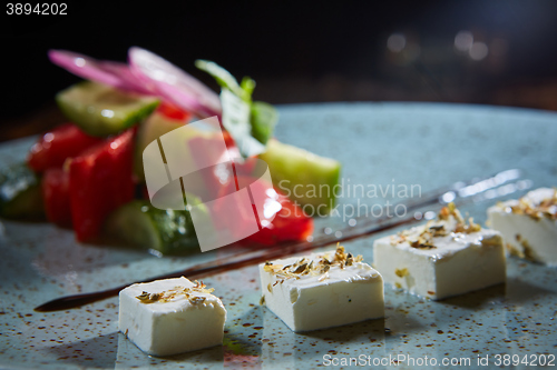 Image of Fresh Greek salad in a bowl,