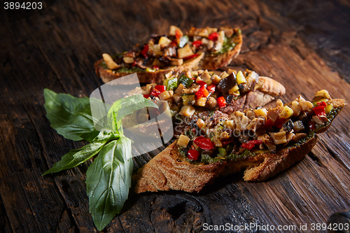 Image of Italian bruschetta with grilled vegetables 