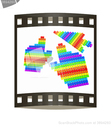 Image of Set of Link selection computer mouse cursor on white background. The film strip