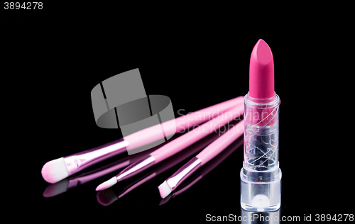 Image of makeup and brushes cosmetic set 