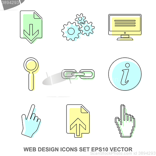Image of Set of web design Colored icons. EPS 10, vector illustration.