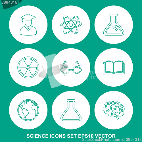 Image of Set of Science Green icons. EPS 10, vector illustration.