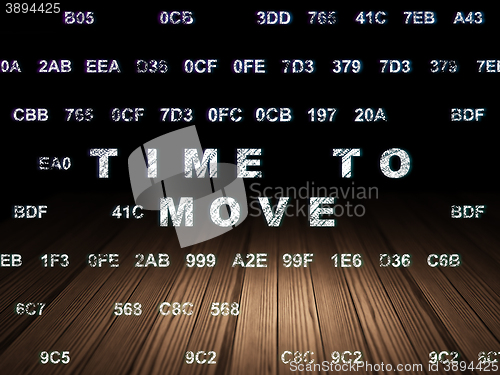 Image of Time concept: Time to Move in grunge dark room