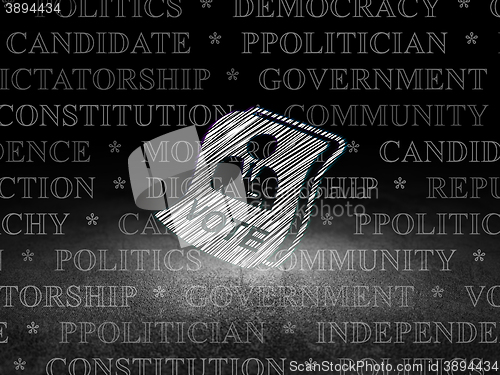 Image of Political concept: Ballot in grunge dark room