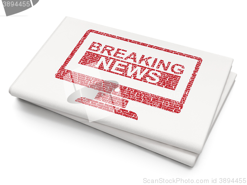 Image of News concept: Breaking News On Screen on Blank Newspaper background