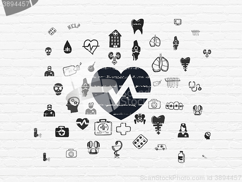 Image of Medicine concept: Heart on wall background
