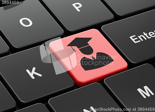 Image of Science concept: Student on computer keyboard background