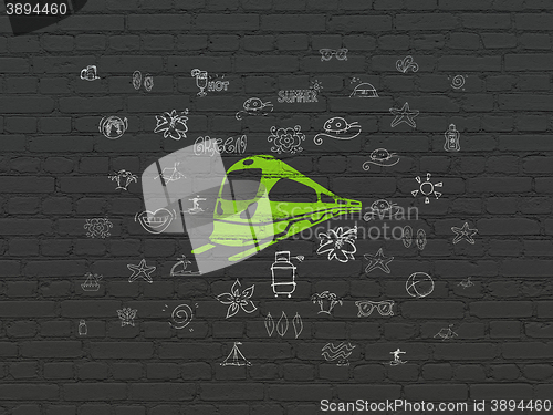 Image of Vacation concept: Train on wall background