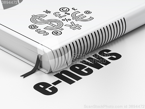 Image of News concept: book Finance Symbol, E-news on white background