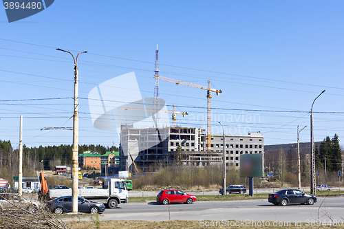 Image of Building construction site in city