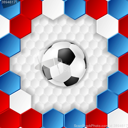 Image of Bright soccer background with ball. French colors