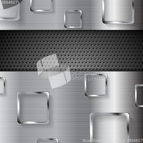 Image of Abstract metal perforated background with squares