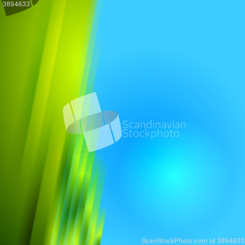 Image of Green blurred stripes on blue bright background