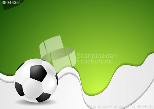 Image of Green wavy soccer background with ball