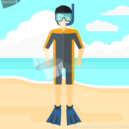 Image of Man with swimming equipment.