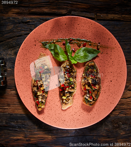 Image of Italian bruschetta with grilled vegetables 