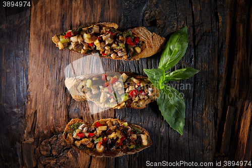 Image of Italian bruschetta with grilled vegetables 