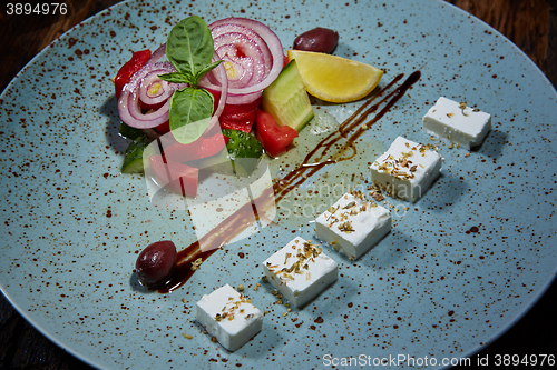 Image of Fresh Greek salad in a bowl,