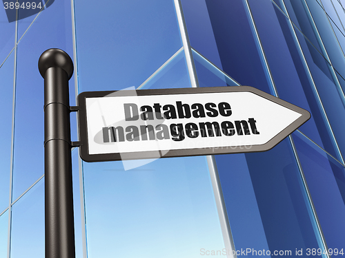 Image of Programming concept: sign Database Management on Building background